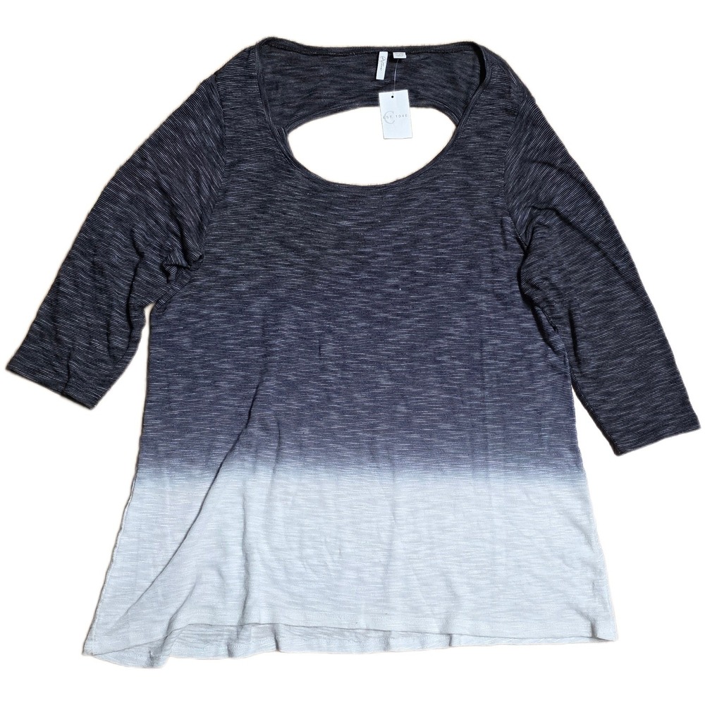 NWT Cato Est. 1946 Ombre Cutout Neck Tunic Top Women's Size 18W/20W Gray White